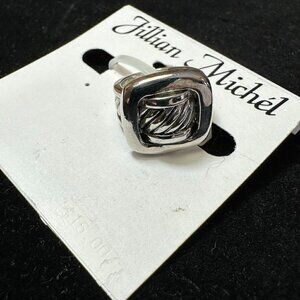 Silver Tone Cable Buckle Ring, size 5